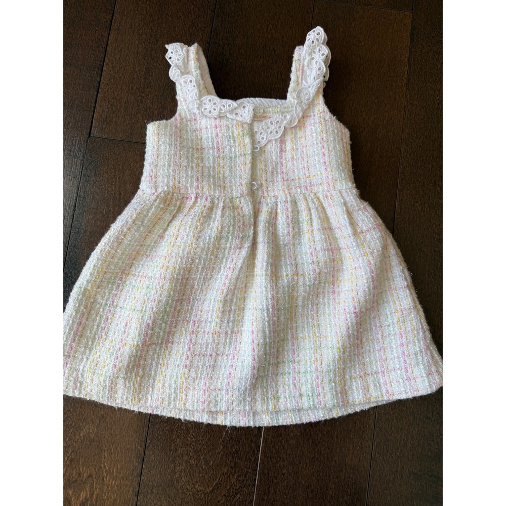Janie and Jack Baby Girls Tweed Dress with Lace Collar 12-18 months sleeveless - Picture 6 of 6